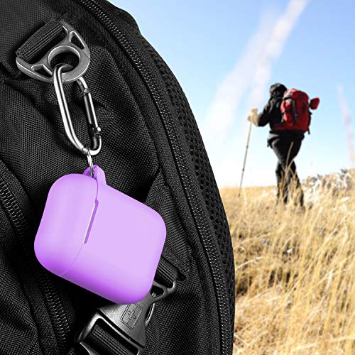Image of AirPods Case Cover with Keychain, Full Protective Silicone AirPods Accessories Skin Cover for Women Girl with Apple AirPods Wireless Charging Case,Front LED Visible-Lavender