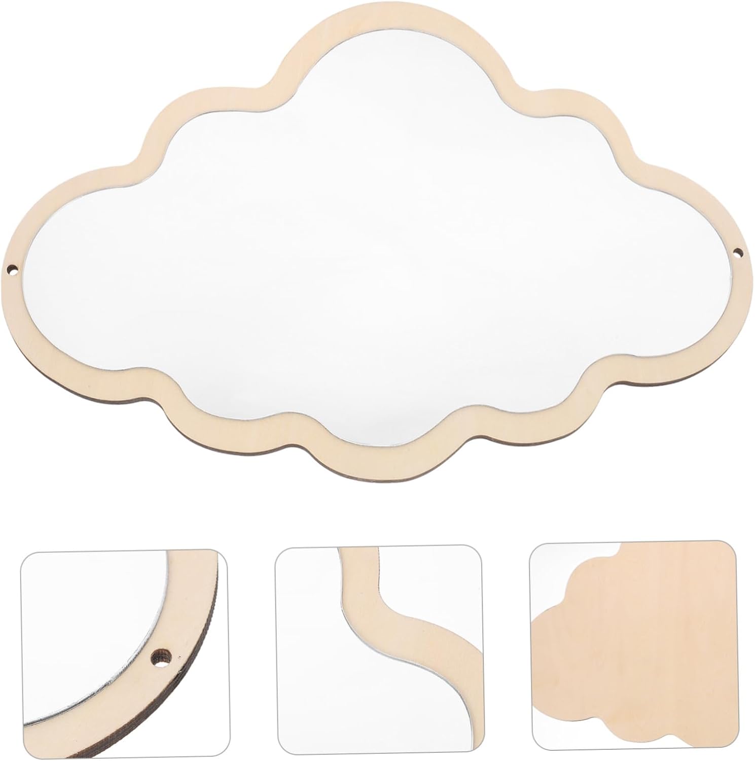 Nordic Style Wooden Safety Mirror for Boy Girl Decorative Non-breakable Mirror for Playrooms and Nursery