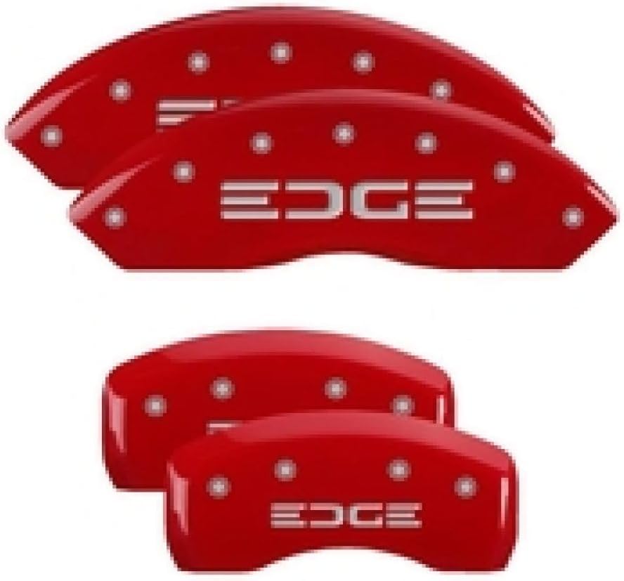 MGP Caliper Covers 10119SEDGRD 'EDGE' Explored Caliper Cover with Red Powder Coat Finish and Silver Characters, (Set of 4)