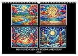 Der Jahreskreis auf Buntglasfenstern (Wandkalender 2026 DIN A3 quer), CALVENDO Monatskalender: Für jeden Monat ein buntes Fenster (CALVENDO Kunst)