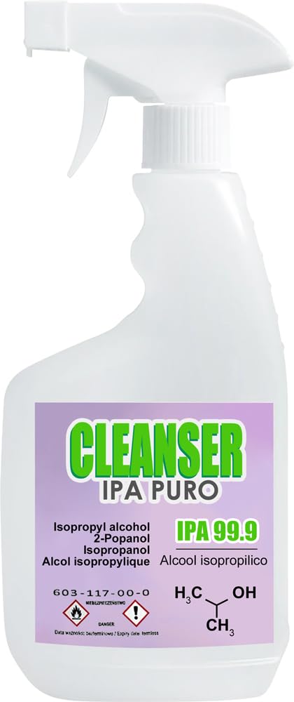 IPA SUPER Cleanser Alcool Isopropilico 99,9% 500ml con Spruzzino Detergente Universale per Casa, Elettronica, Ufficio