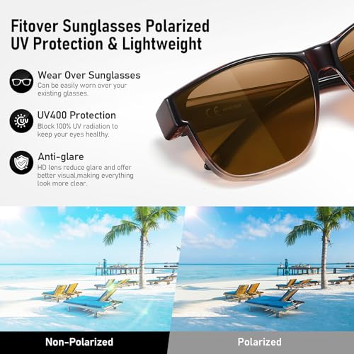 Image of GEGURI Polarized Sunglasses Fit Over Glasses for Men Women, Oversized Square Sun Glasses UV400 Protection Shades