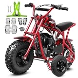 FRP DB003 50CC 2-Stroke Kids Dirt Bike with Training Wheels Kit, Gas Powered Mini Off Road, 18 MPH Max Speed, 160 LBS Capacity, Compatible with 5.9'-10' Ground Clearance,Red