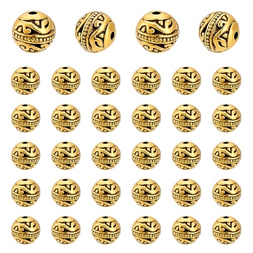 PH PandaHall 80pcs Round Spacer Beads 8mm Bracelet Spacers Tibetan