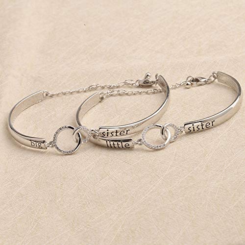 BNQL Sorority Big Sister Little Sister Bracelets Set Sisters Gift CZ Interlocking Circles Jewelry (big little sister bracelet set S)3