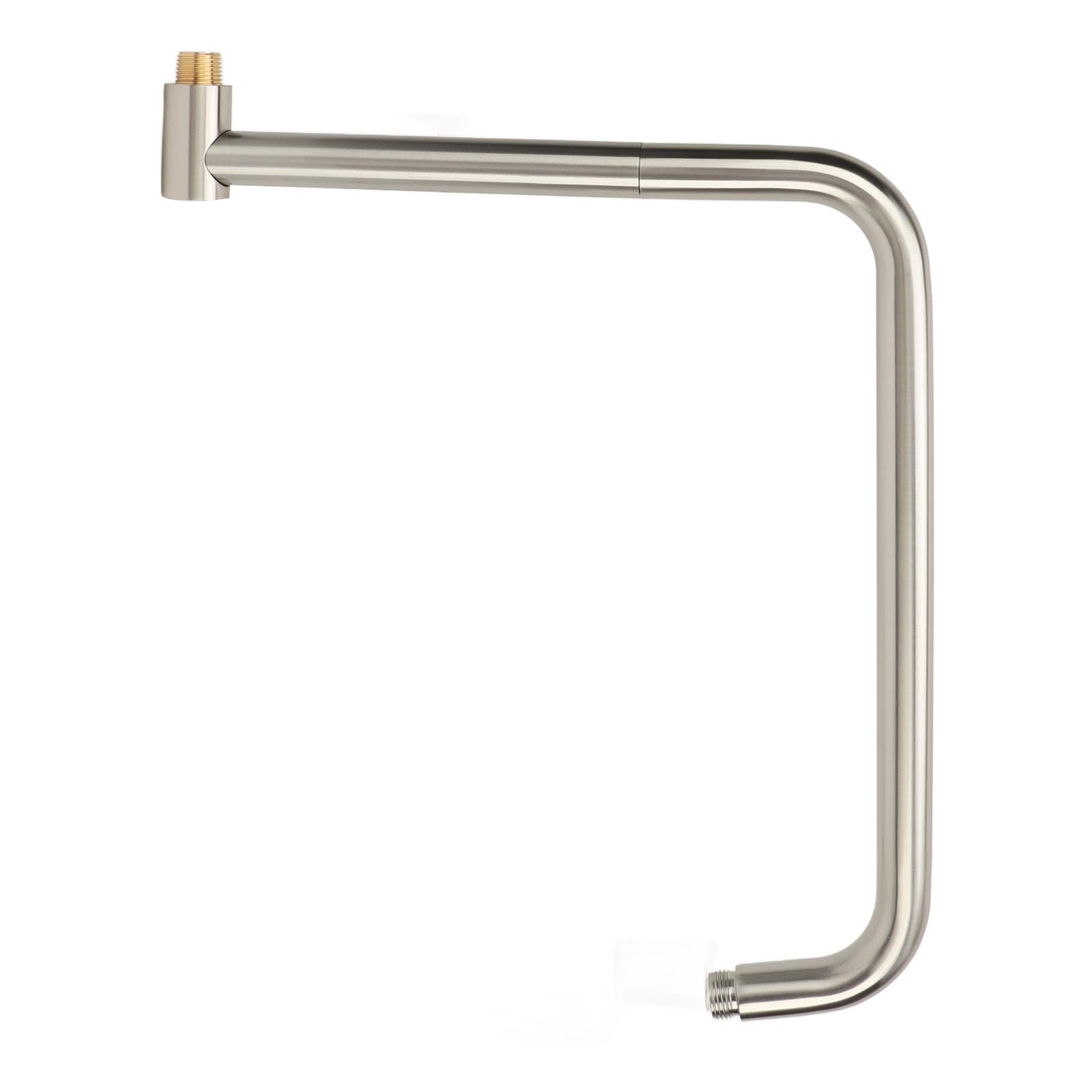 Extensor Ducha, Extensión de brazo de ducha giratorio en forma de S de acero inoxidable con brida, montaje en pared, elevador de cabezal de ducha ajustable, 360 grados, 33 cm, rosca G1/2 (Cepillado)