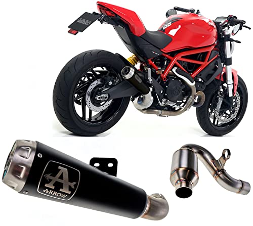arrow 71876prn+71673mi, silenciador con conector, sistema semi-completo homologado open pro-race nichrom negro, compatible con moto ducati monster 797 2017 2018 mototopgun