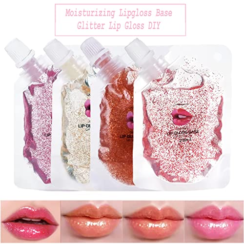 Sumeitang 4 Color Glitter Lip Gloss Base Kit, Moisturize Lip Gloss Base Oil Material Lip Makeup Primers For Diy Handmade Making Lip Balms And Lipgloss Set(4 Pack X 20Ml) #TOP1