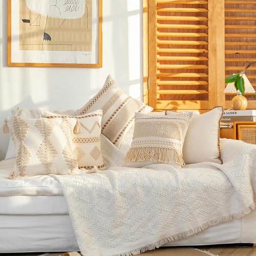 Taies d'oreiller housse de coussin touffetée bohème tissée main canapé - 4