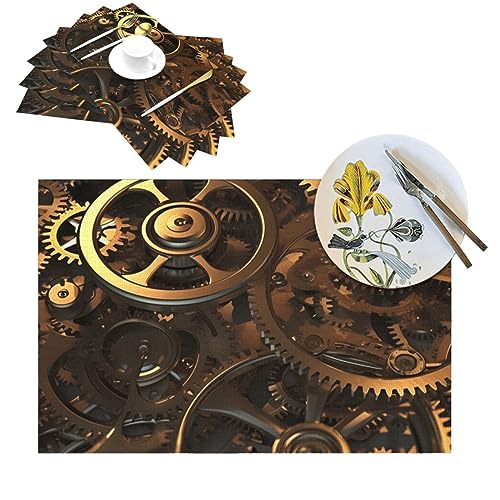 Sets de table haut de gamme en PVC résistants à la chaleur style steampunk