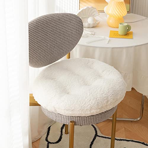 Coussin de siège en Peluche épais, Rembourrage en Polaire d'agneau Coussin Chaud pour Chaise Tabouret surélevé pour Yoga Bureau Maison Cafe Chaise méditation, 14*14 inch(35*35cm),Rond Rose Cover