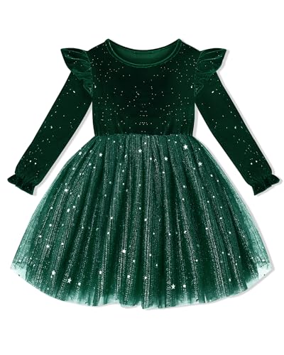 Amissz Mädchen Kleider Prinzessin Kleid Mädchen Samt Langarm...