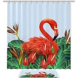 Matériau : rideau de douche 100 % polyester (imperméable et durable), tapis de bain en polyester et éponge douce (antidérapant, absorbant et sèche rapidement).