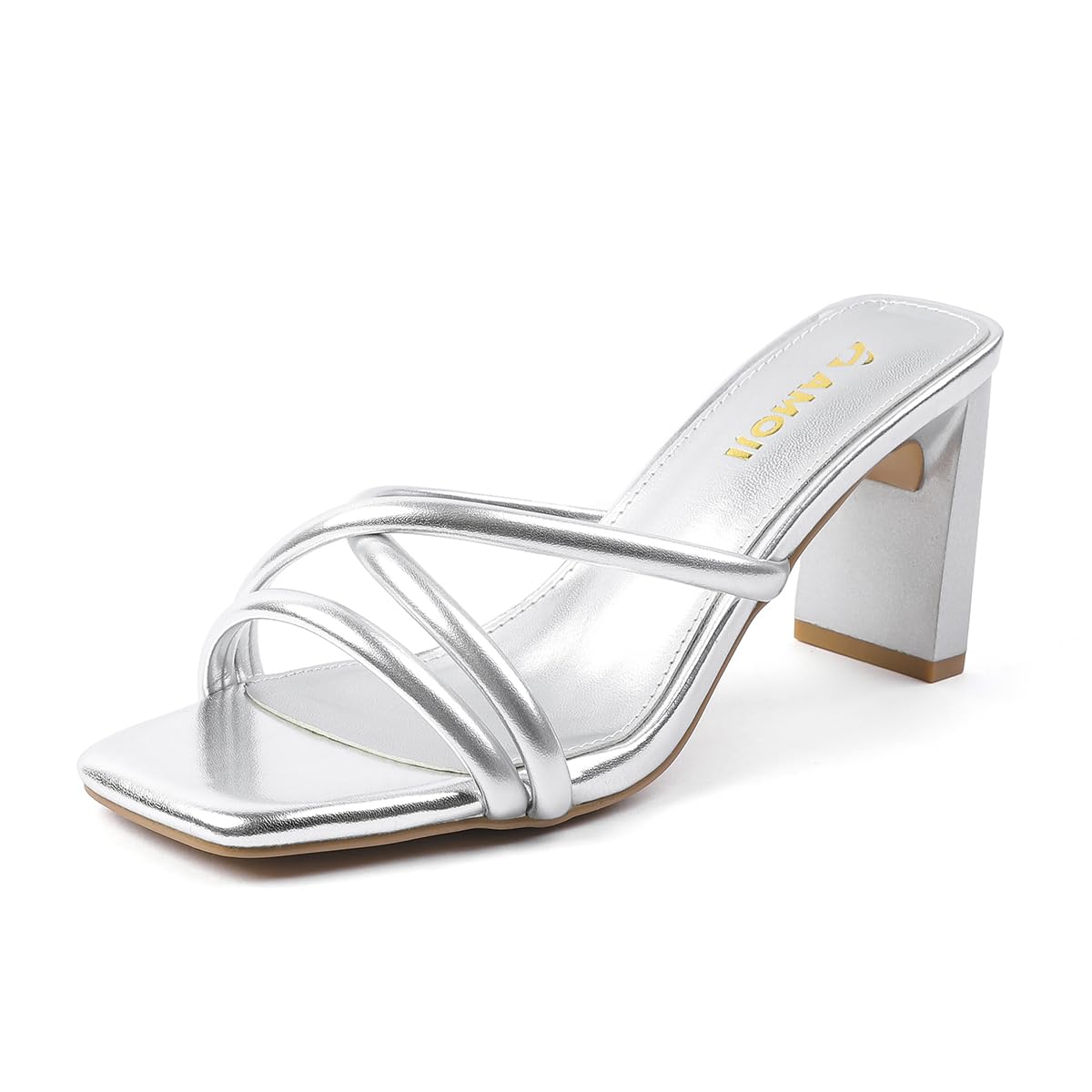 Amoji Women 3 Inch Slip On Heels Lady Heeled Sandal 332