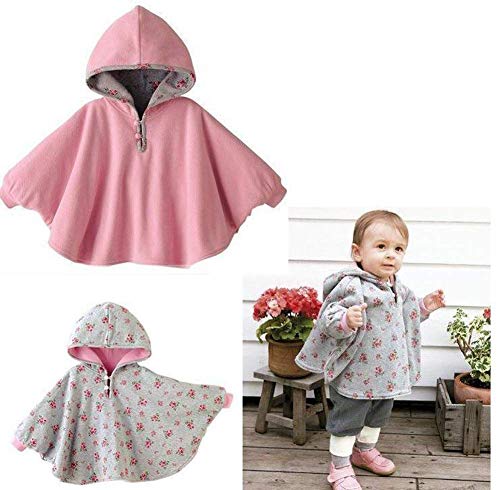 ieasysexy Winter Warm Double-Side Wear Hood Cape Poncho Coat for Toddler Baby Girs Boys Pink - Thumbnail 3