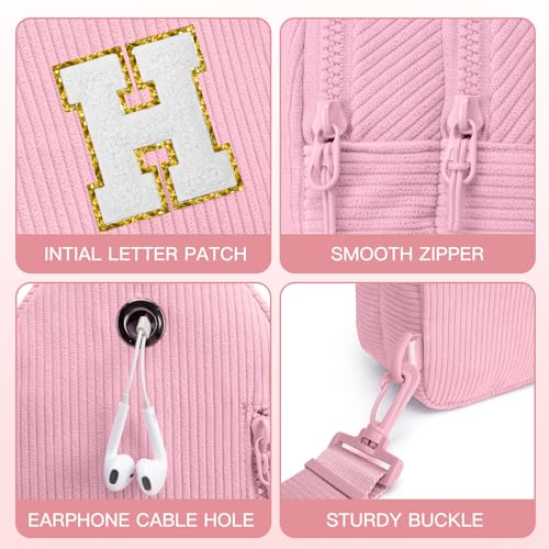 Image of Viverte Small Corduroy Sling Bag Initial Crossbody Bag Fanny Pack for Girls Personalized Birthday Gifts for Teen Girls Gifts