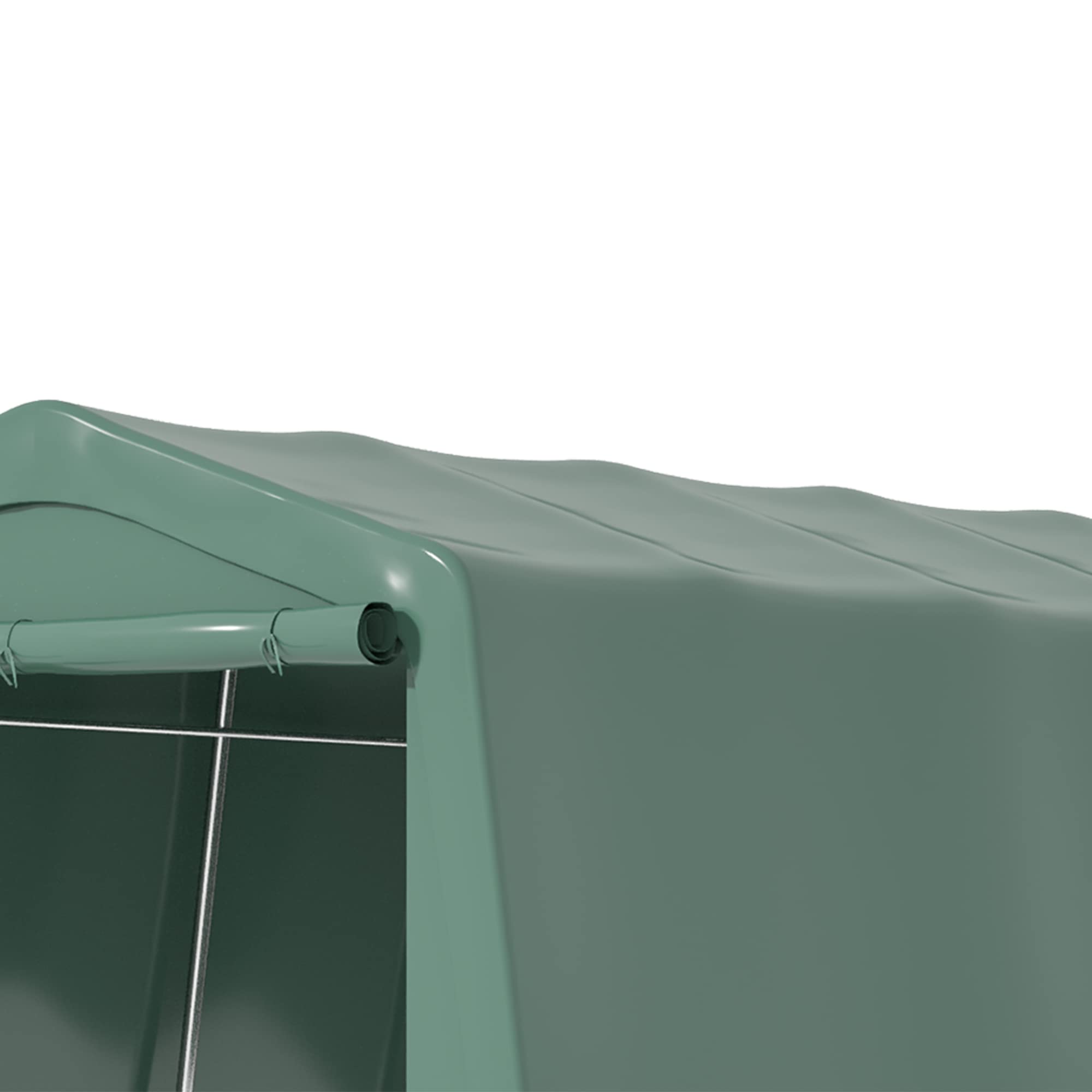 Outsunny Tendone Garage per Auto 6x3.1m in Acciaio e PVC con Ingresso a Doppia Cerniera e Picchetti, Verde Scuro