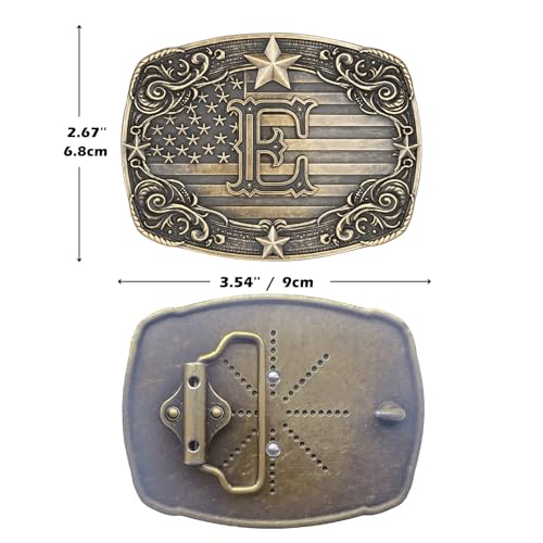 Image of Cowboy Belt Buckle for Men Vintage Western Rodeo Texas Initial Letter ABCDJMR to Z Belt Buckles
