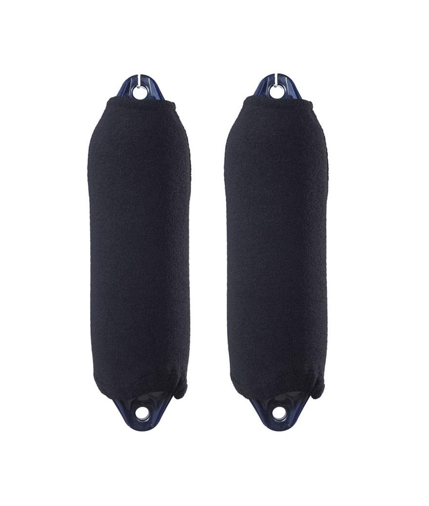 Pack De 2 Fundas para Defensa Náutica Tipo F con Tejido Acrílico Transpirable Y Protección UV para Barco Ajuste Elástico Antimoho Y Alta Resistencia Marina (Negro, F6)
