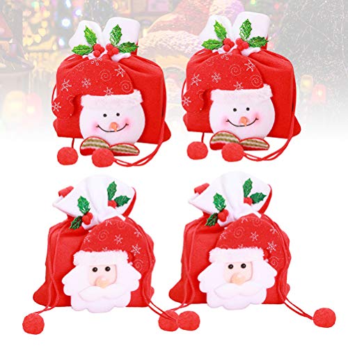 Toyvian 4 stks Tassen Aanwezig Zak met Kerstman Sneeuwpop Patronen Kids Candy Treat Tassen Xmas Vakantie Party… - Afbeelding 8