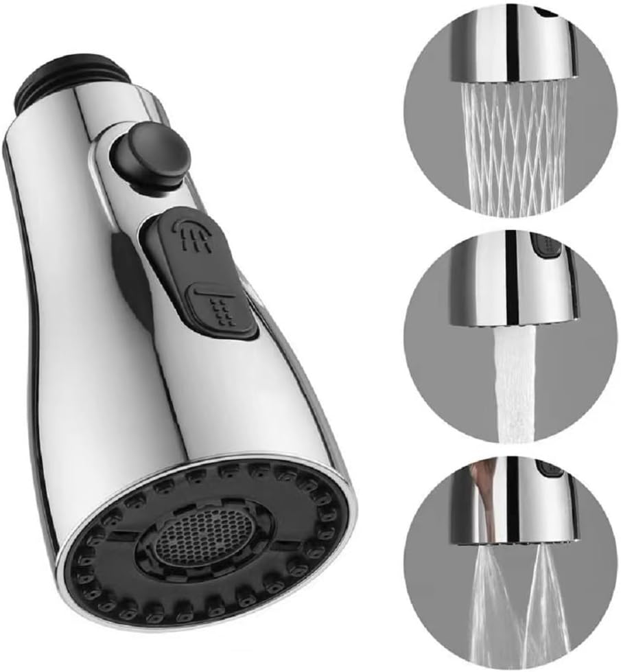 Pull Down Kitchen Faucet Sprayer Head Replacement Part - Pull Out Sink Sprayer Replacement Nozzle, Kitchen Faucet Head Hose Spray Tap Spout Only for G1/2(0.8inch)Connector (Brushed Nickel)