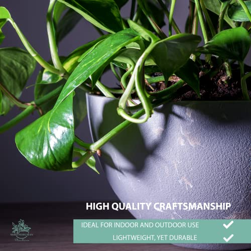 2X Self Watering Hanging Planters For Indoor Plants (10" Inch Set) | Hanging Pots | Hanging Planter Outdoor With Pot | Flower Pot With Modern Rope By Serenehuman (Gray Pot | White Rope) #TOP1