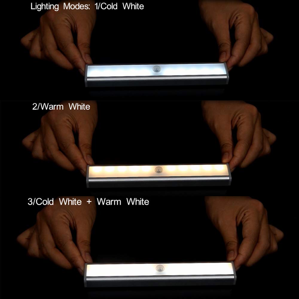Lixada 2PCS Luces del Gabinete con Sensor de Movimiento USB Recargable 20 LED Gabinete Iluminación Magnética Extraíble Adhesiva para Escalera Armario Cajón Luz Blanca Cálida