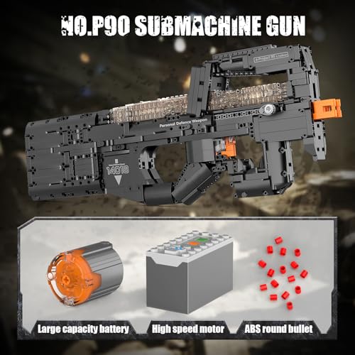 Mould King 14018 P90 Submachine Building Set for Adult, 1589 PCS 1:1 Simulation Building Set Model Toys for Teens Age 14+, Surprises Collectible Gift for Military Lover