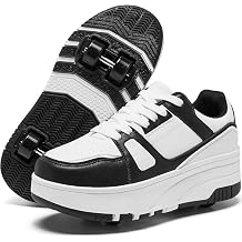 Roller Skate Shoes for Kids Girls Boys Detachable Wheeled Fashion Sneakers White Black
