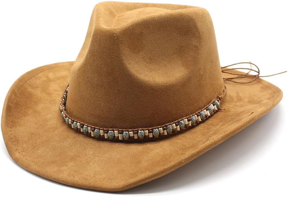 Western Fedora Hat with Studded Band, Black, Wool Felt, Wide Brim
