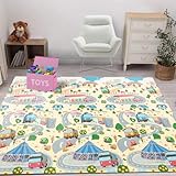 UCRAVO OLD VILLAGE THEME Baby Play Mat Extra Large Foldable Crawling Mat, Waterproof Reversible Foam Playmat for Babies, Soft & Educational Floor Play Mat, Perfect for Tummy Time, Kids Play, and Crawling