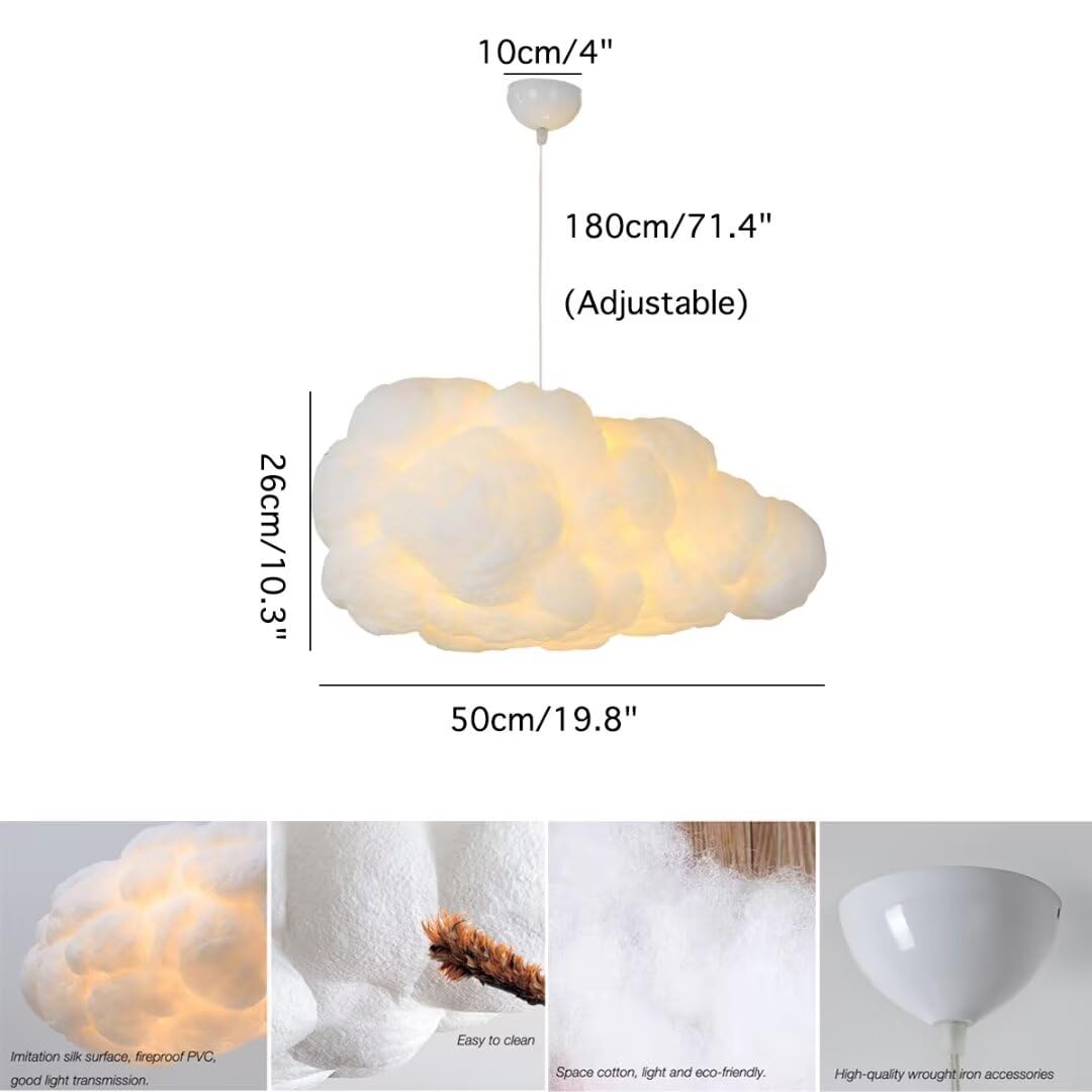 Lámpara colgante de nube de simulación creativa de algodón con forma de nube flotante, lámpara de techo decorativa para dormitorio, comedor, pasillo
