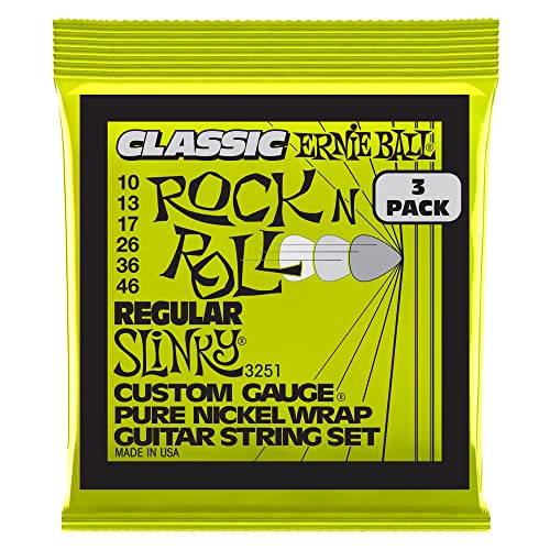 Ernie Ball Regular Slinky Classic Pure Nickel Electric Guitar Strings 3-pack, 10-46 Gauge (P03251)