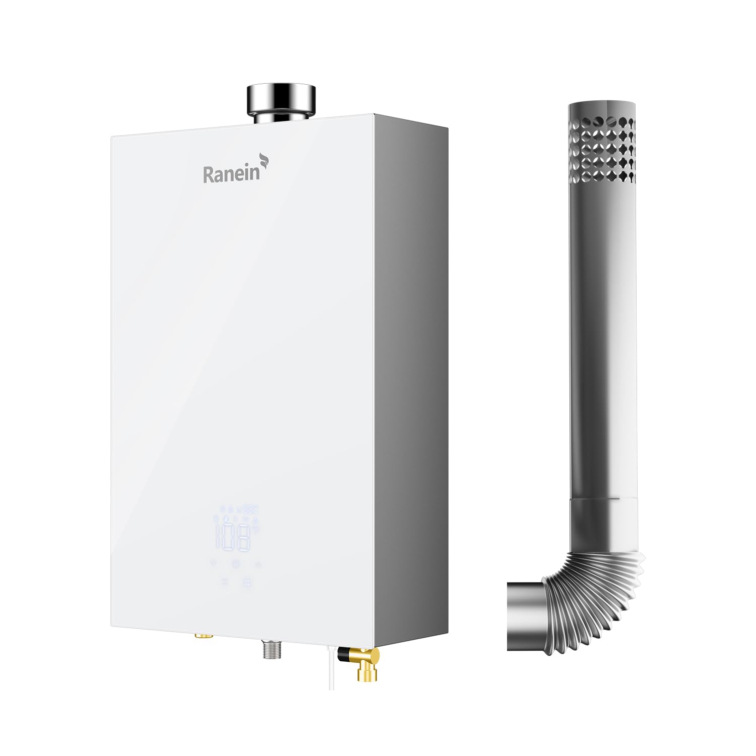 Ranein Natural Gas Tankless Water Heater, Glass Panel, Up to 3.17 GPM, 78,500 BTU, Indoor on Demand Water Heater