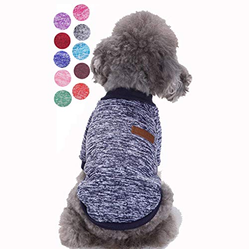 Small Dog Clothes, Dog Sweaters for Small Dogs, Cute Knitted Classic Warm Pet Sweaters for Dogs Girls Boys, Cat Sweater Dog Sweatshirt Winter Coat Apparel for Small Dog Puppy Kitten Cat (S, Navy blue)