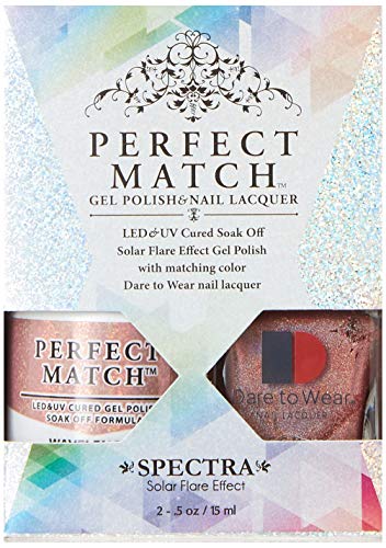 Lechat - Perfect Match Spectra Gel Polish - Wavelength - Terracotta Red Holographic Glitter - (0.5 Ounce) - Easy Application - Includes Bonus Nail Lacquer Bottle #TOP1