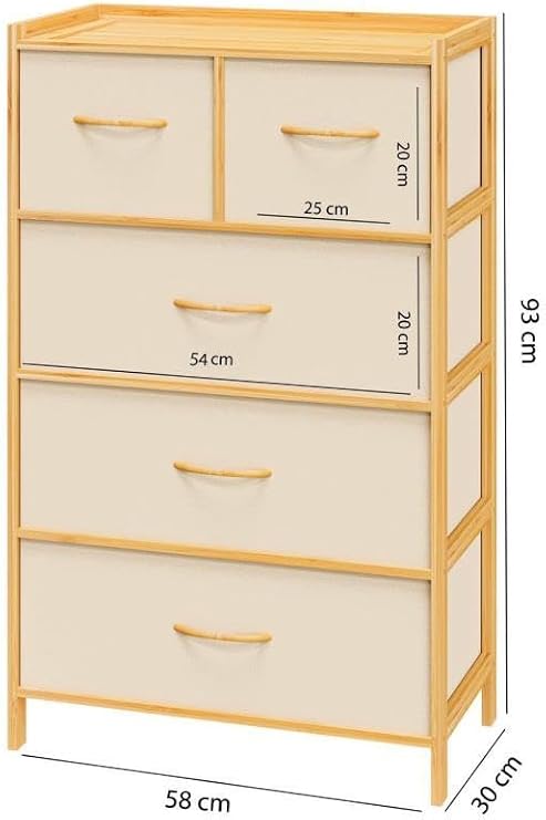 Digithome Bambu 5 Çekmeceli Dolap Organizer Çok Amaçlı Düzenleyici Şifonyer DB-0013