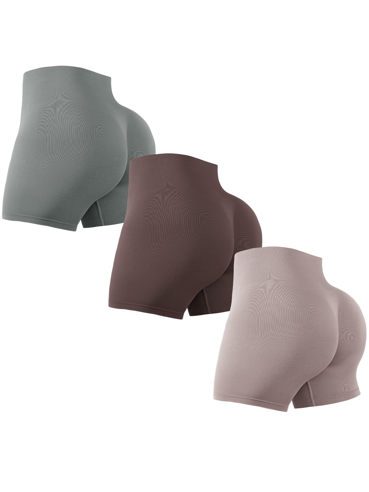 Workout Shorts Women Gym Yoga 3 Pack Seamless High Waisted Tummy Control Scrunch Butt Biker Athletic Shorts-image-46