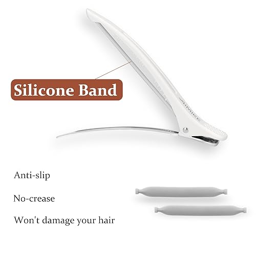 Miniatura 3 de AIMIKE 6 pinzas de pelo profesionales para seccionar, antideslizantes, sin rastro, con banda de silicona, pinzas de corte de pelo para peluquería,