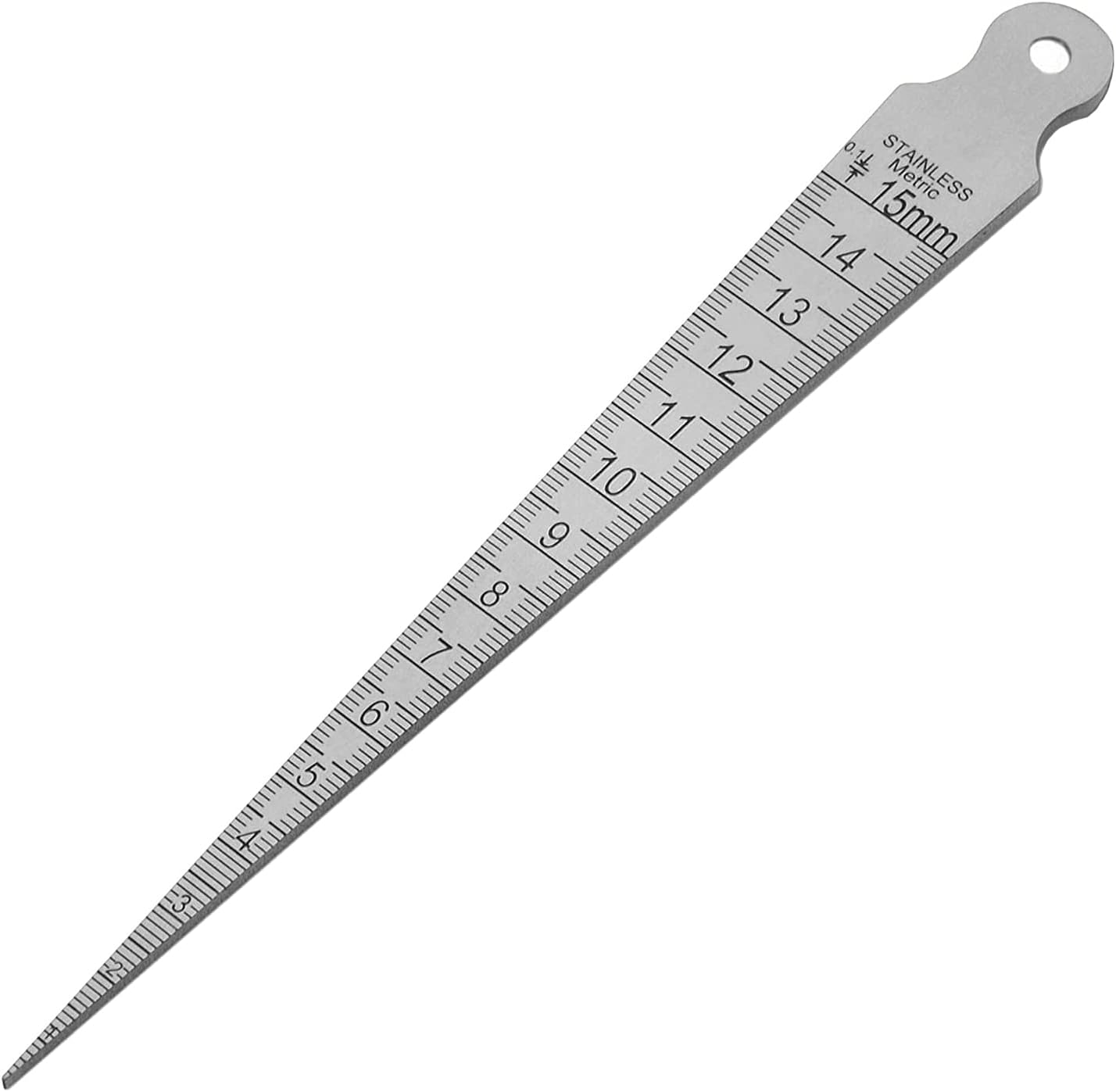 JONMON Taper Gauge - 1-15mm 1/32-5/8 Inch Stainless Steel Gap Taper Welding Gauge Gage Test Ulnar, Inch & Metric Hole Inspection Measure Tool