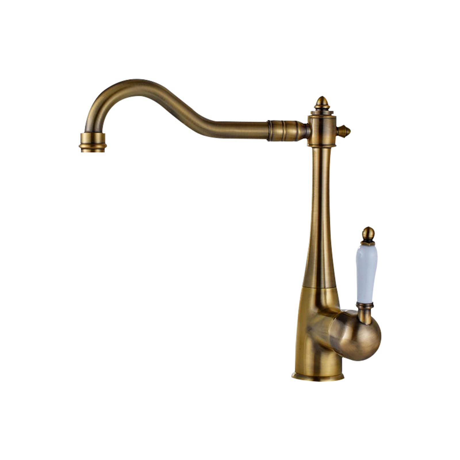 Robinet de cuisine en laiton antique monocommande pour évier rétro