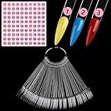 Furtherpretty Clear Nail Swatch Sticks with Number Stickers, 50 Pcs Stiletto Nail Sample Swatches for Gel Polish Color Display Practice Nails muestrario de colores para uñas Manicure Supplies
