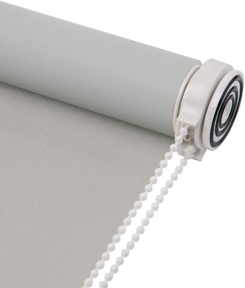 Skansen Tension Roller Blinds Blackout Fabric Custom Made Any Size from 20-90 inch Wide Energy Saving Block 100% Light Window Shades for Home, Hotel, Club, Restaurant (Light Gray)