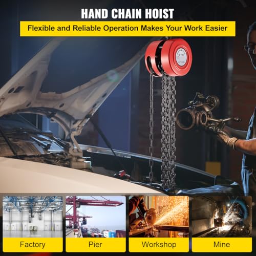 Image of Jawsons Hand Chain Hoist 3 Ton (6600Lbs)- Manual Steel Chain Block Hoist with 10ft /3mtr Lifting Height and Industrial Grade Steel Construction, Ideal for Construction, Garages, Warehouses