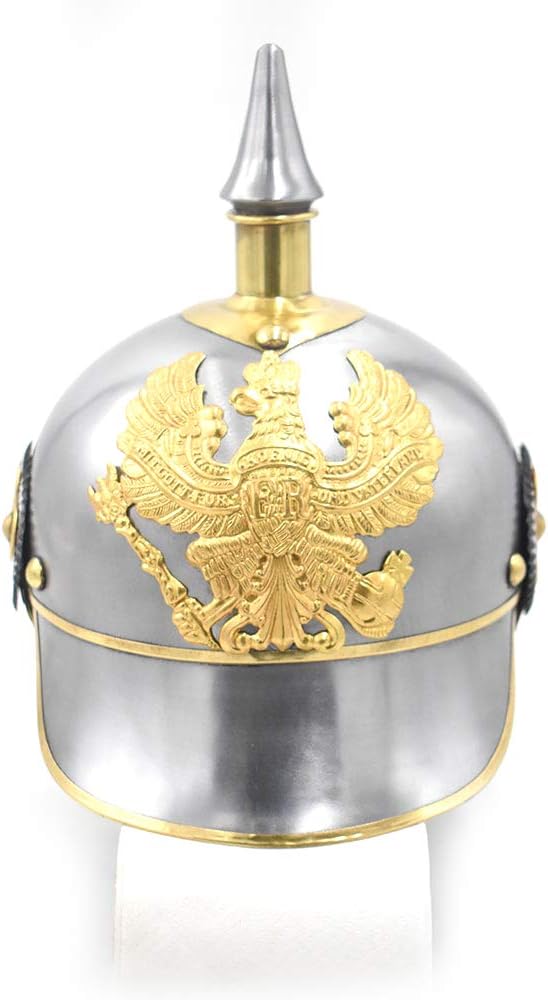 Medieval Warrior German Pickelhaube Military Helmet Steel Imperial Prussian Officer Spiked WWI & WWII Helmets Wearable For Adults