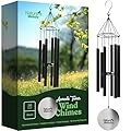 Nature’s Melody Aureole Tunes Wind Chimes – Outdoor Windchime with 6 Tubes Tuned to E Pentatonic Scale, 100% Rustproof Aluminum, Powder Finish & S Hook Hanger for Sympathy, Memorial Gift or Zen Garden