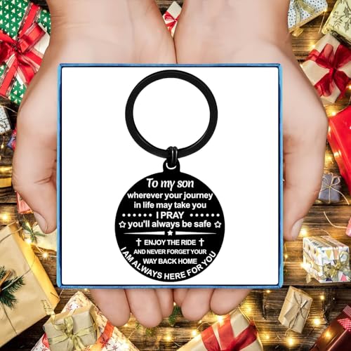 YYQX Son Gifts from Mom to Son keychain Teen Adult Sons Birthday Graduation Christmas Valentines Gifts (Never - From Mom) - image 7