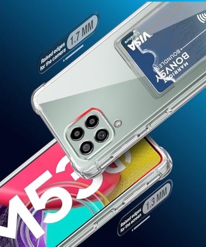 Image of WOW IMAGINE Transparent Back Cover Case for Samsung Galaxy M53 5G | Flexible Built-in Slim Card Pockets Wallet | 360 Camera Protection TPU | Soft Silicone Mobile Cover - Transparent