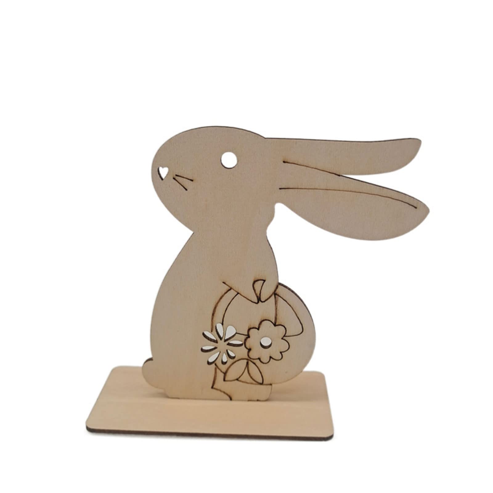 NEWFT Wooden Easter Ornament Craft Wood Ornaments Festival for Home Bedroom Desktop Decoration for Creative Crafts