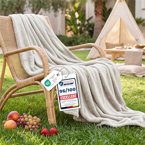 Bedsure Plaid Polaire Couverture Canapé - Douillette en Microfibre en Flanelle, Douce et Chaude, Jeté de Canapé Grande Taille, XL 150 x 200 cm, Beige